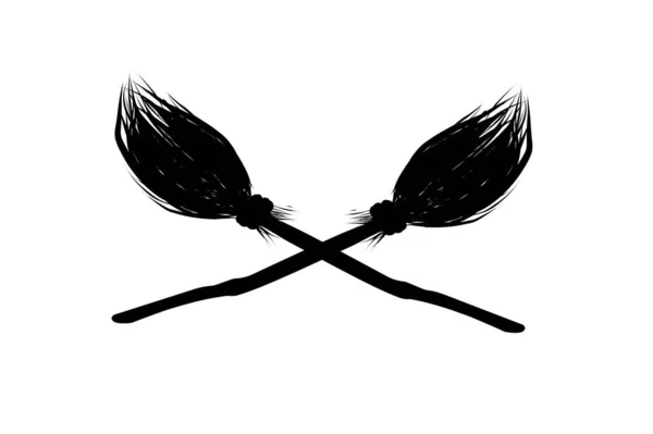 Flygande Kvast Vardagsrummet Magi Och Häxeri Logotyp Ett Magiskt Föremål — Stock vektor