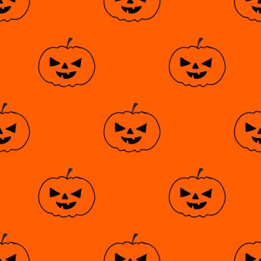 Cadılar Bayramı Kusursuz Desenli İzole Duvar Kağıdı Korkunç Kabakların Yüzleri Çizgi Film Biçiminde