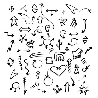 Elle çizilmiş basit oklar seti