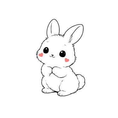 Şirin Tavşan Çizgisi Sanat İllüstrasyonu