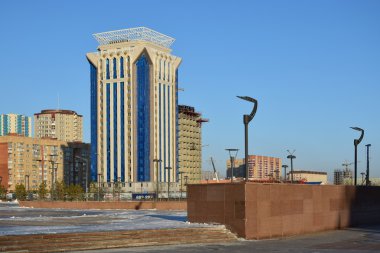 Astana 'da kış manzarası, Kazakistan 'ın başkenti, Expo 2017 ev sahibi