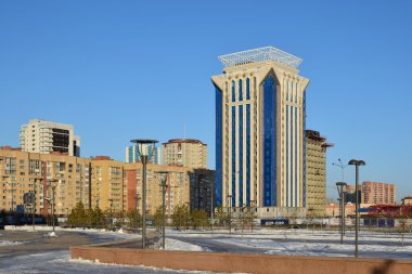 Astana 'da kış manzarası, Kazakistan 'ın başkenti, Expo 2017 ev sahibi