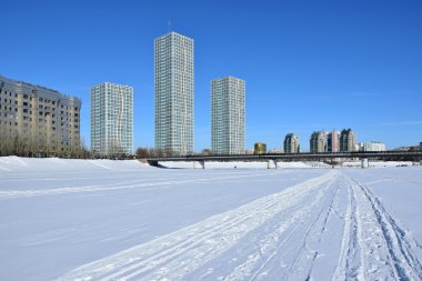 Astana 'da kış manzarası, Kazakistan 'ın başkenti, Expo 2017 ev sahibi