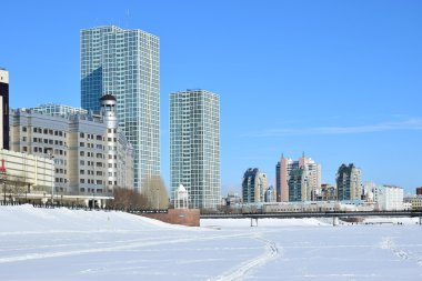 Astana 'da kış manzarası, Kazakistan 'ın başkenti, Expo 2017 ev sahibi