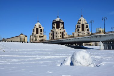 Astana, Kazakistan'ın kış sokak görünümü