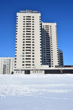 Astana, Kazakistan'ın kış sokak görünümü