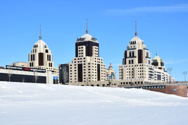 Astana, Kazakistan'ın kış sokak görünümü