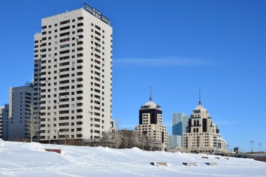 Astana, Kazakistan'ın kış sokak görünümü