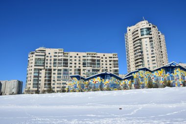 Astana, Kazakistan'ın kış sokak görünümü