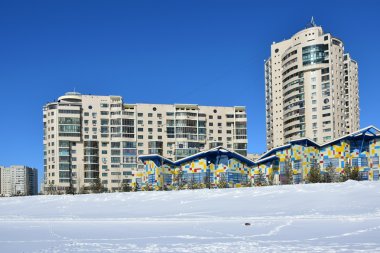 Astana, Kazakistan'ın kış sokak görünümü