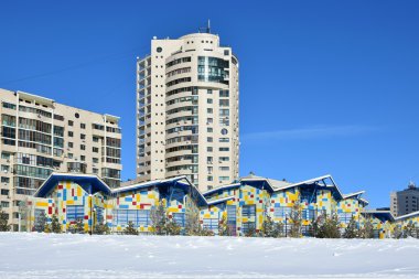 Astana, Kazakistan'ın kış sokak görünümü