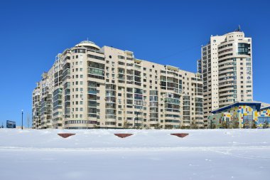 Astana, Kazakistan'ın kış sokak görünümü