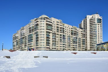 Astana, Kazakistan'ın kış sokak görünümü