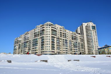 Astana, Kazakistan'ın kış sokak görünümü