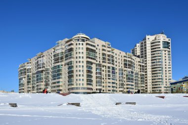 Astana, Kazakistan'ın kış sokak görünümü
