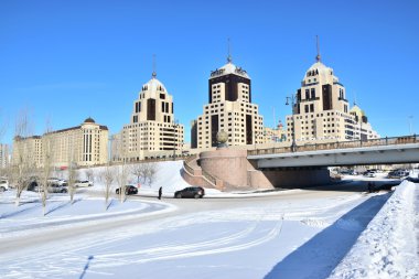 Astana, Kazakistan'ın kış sokak görünümü