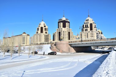 Astana, Kazakistan'ın kış sokak görünümü