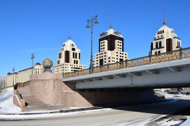 Astana, Kazakistan'ın kış sokak görünümü