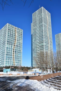 Astana, Kazakistan'ın kış sokak görünümü