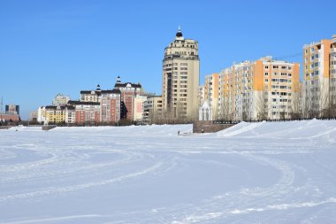 Astana, Kazakistan'ın kış sokak görünümü