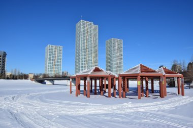 Astana, Kazakistan'ın kış sokak görünümü