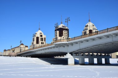Astana, Kazakistan'ın kış sokak görünümü