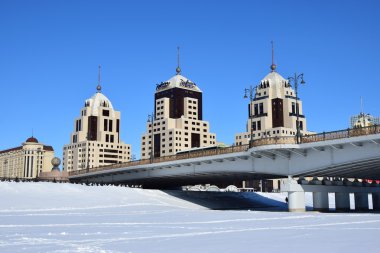 Astana, Kazakistan'ın kış sokak görünümü