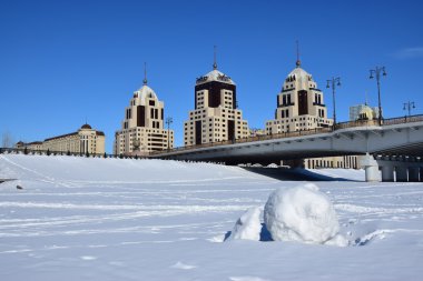 Astana, Kazakistan'ın kış sokak görünümü