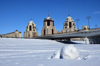 Astana, Kazakistan'ın kış sokak görünümü