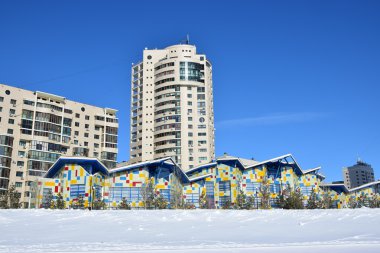 Astana, Kazakistan'ın kış sokak görünümü
