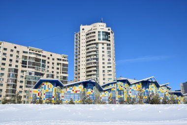 Astana, Kazakistan'ın kış sokak görünümü