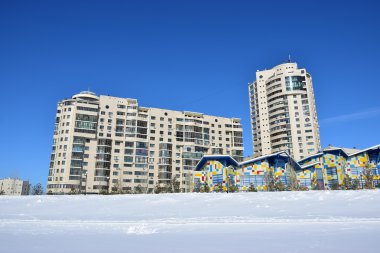Astana, Kazakistan'ın kış sokak görünümü