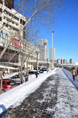 Astana, Kazakistan'ın kış sokak görünümü