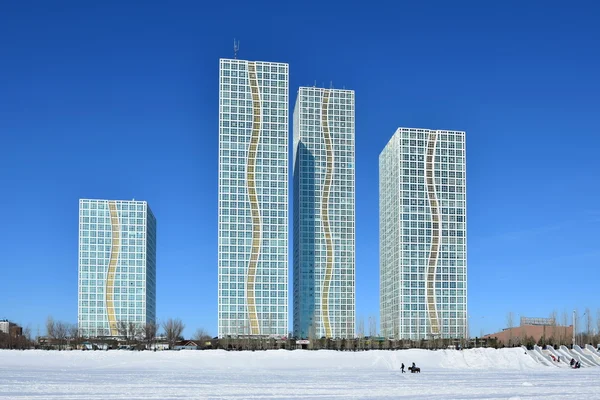 Χειμερινή Θέα Στην Αστάνα Πρωτεύουσα Του Καζακστάν Οικοδεσπότης Της Expo — Φωτογραφία Αρχείου