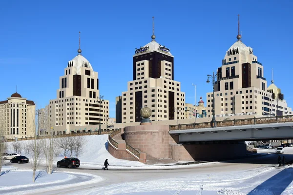 Μια θέα στο δρόμο χειμώνα στην Αστάνα του Καζακστάν — Φωτογραφία Αρχείου