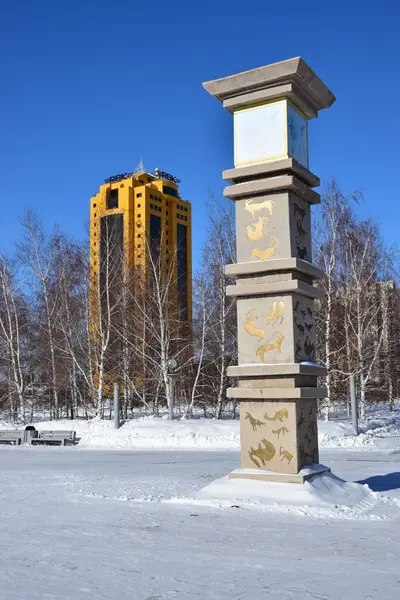Een winter straatmening in Astana, Kazakhstan — Stockfoto