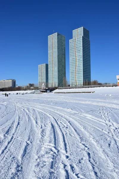 Astana, Kazakistan'ın kış sokak görünümü