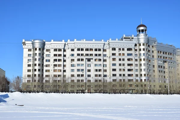 Zimní ulice pohled v Astana, Kazachstán — Stock fotografie
