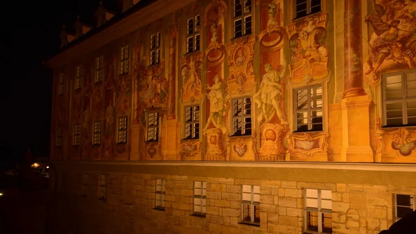 Nachtansicht Der Historischen Stadt Bamberg Bayern Region Oberfranken Deutschland — Stockfoto