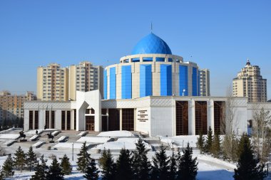 Astana 'da kış manzarası, Kazakistan 'ın başkenti, Expo 2017 ev sahibi