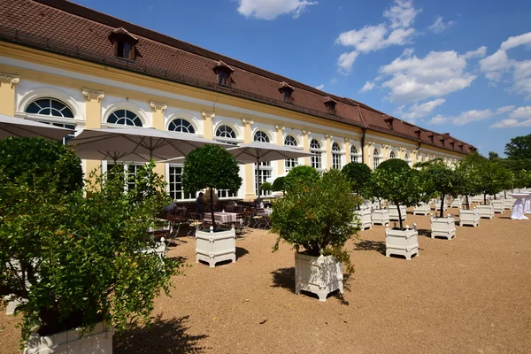 Переглянути в саду історичних консерваторії в місті Ansbach Баварії Німеччини — стокове фото
