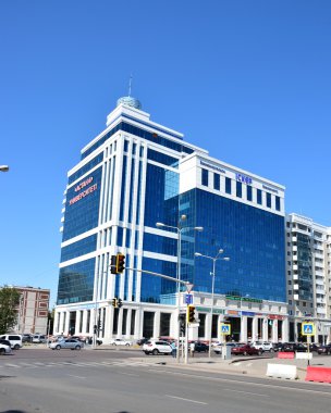 Astana (Nur-Sultan), Kazakistan - Kazakistan 'ın başkenti Astana' da (Nur-Sultan) modern binaların manzarası