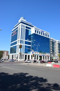 Astana (Nur-Sultan), Kazakistan - Kazakistan 'ın başkenti Astana' da (Nur-Sultan) modern binaların manzarası