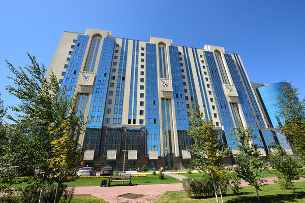 Взгляд в Астану, столицу Казахстана, принимающего ЭКСПО-2017
