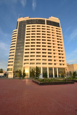 Astana (Nur-Sultan), Kazakistan - Kazakistan 'ın başkenti Astana' da (Nur-Sultan) modern binaların manzarası