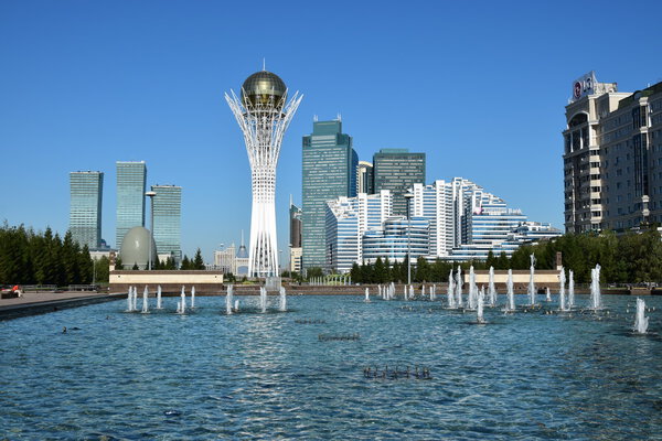 View of the BAITEREK tower in Astana, capital of Kazakhstan