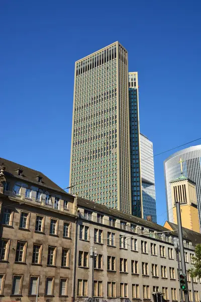 Frankfurt Tyskland 2021 Skyskrapor Staden Frankfurt Main — Stockfoto