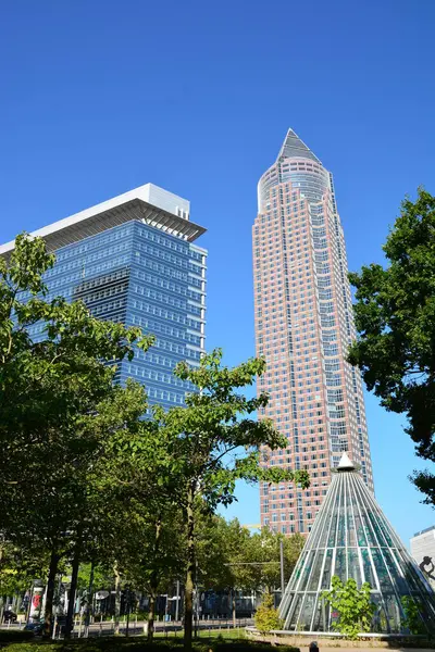 Frankfurt Alemania 2021 Una Vista Con Edificios Modernos Ciudad Frankfurt — Foto de Stock