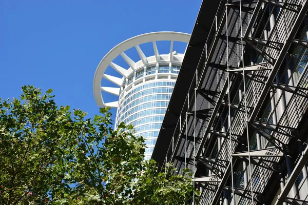 Frankfurt Alemania 2021 Una Vista Con Edificios Modernos Ciudad Frankfurt — Foto de Stock