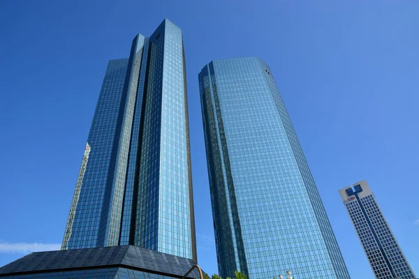 Frankfurt Németország 2021 Felhőkarcolók Frankfurt Városában Utcán — Stock Fotó